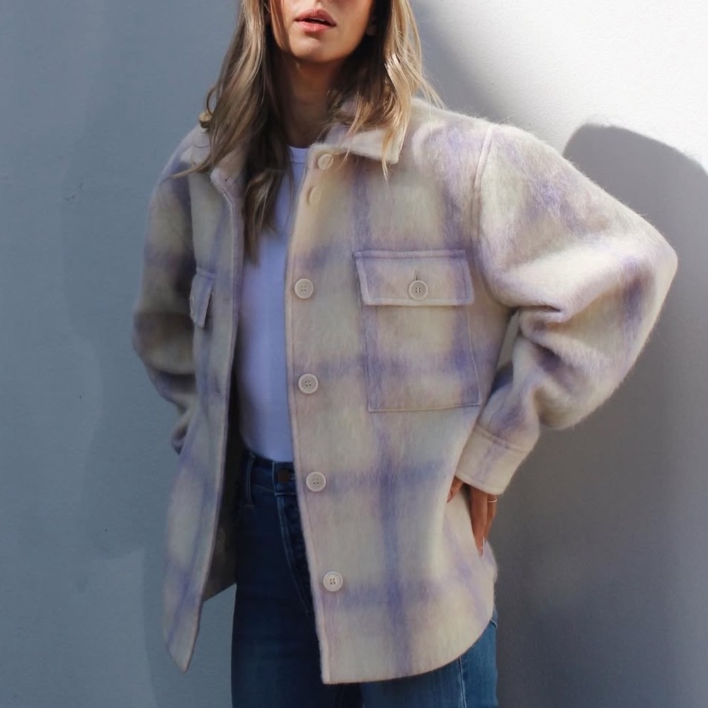 Anine Bing Phoebe Jacket -Lavender/Cream Plaid - NWT